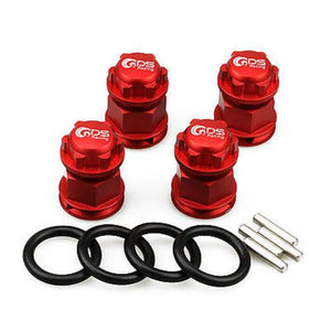 4PC GDS Racing Extended Wheel Hex Hubs and Wheel Nut Red for Losi 5ive T