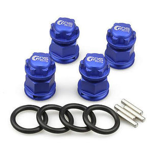 4PC GDS Racing Extended Wheel Hex Hubs and Wheel Nut Blue for Losi 5ive T